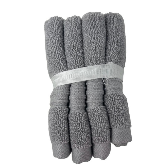 Brooks Brothers Midgrey Mid grey gray set of 4 Premium wash cloths NWT - Picture 4 of 4